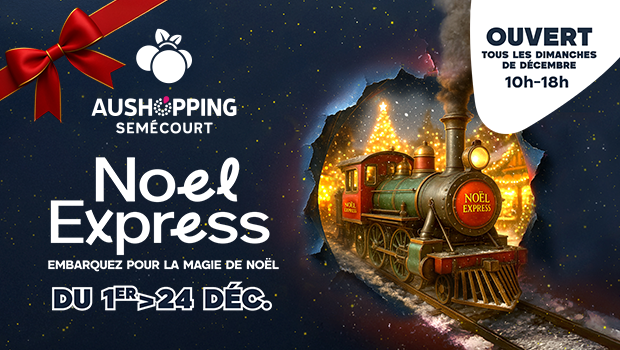 Noel express embarquez dans le train de noel de aushopping semecourt